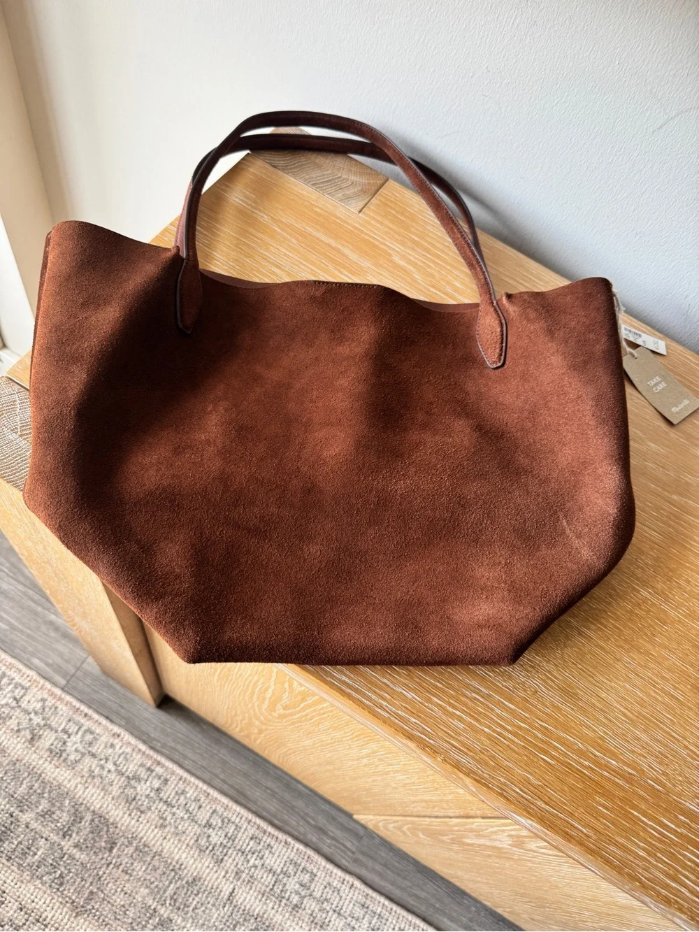 NWT! MADEWELL The Shopper Tote in Suede, Soft Mahogany Brown NR388 Oversized Bag - Picture 8 of 16